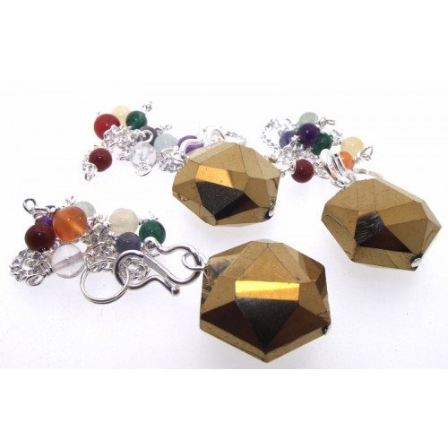 Gold Aura Crystal Hexagon Chakra Pendulum